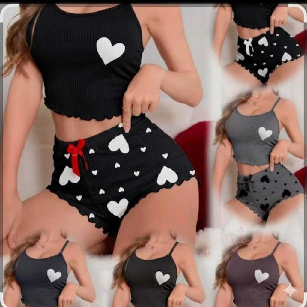 set de Pillama 2pz Short y Top , Negro