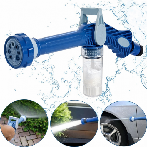 Pistola de Agua Multifuncional 8 en 1 con Dispensador de Jabon
