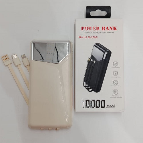Power Bank 10,000mAh con Cables Integrados-Carga Rapida Portatil