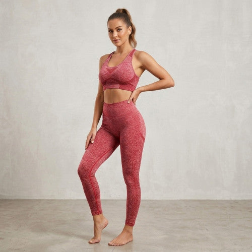 Set Conjunto Deportivo Rojo. Fitness sin Costura para Mujer