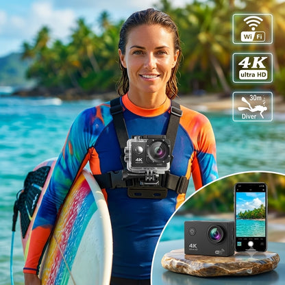Camara Deportiva 4K Ultra HD Wifi-Sumergible Hasta 30m