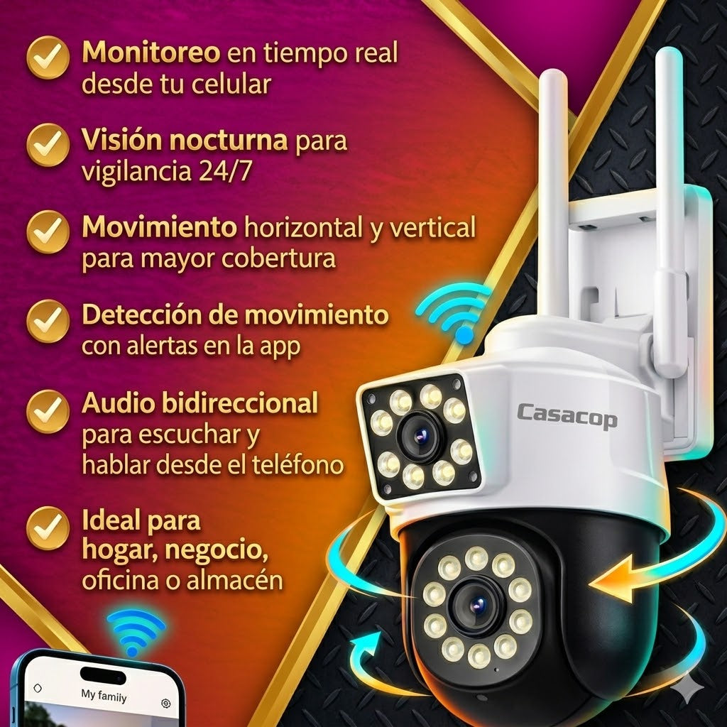 Camara WiFi PTZ Con Doble Lente