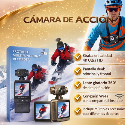 Camara de Accion 4K Ultra HD con Wifi y Pantalla Dual