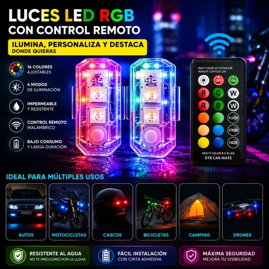Set de  2 Luces Estroboscopica Led a Control para Autos y Moto