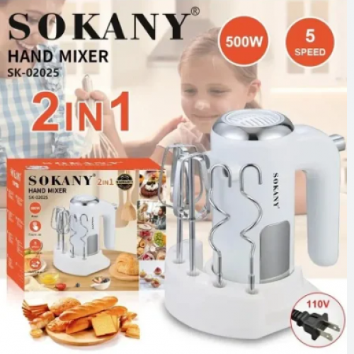 Batidora Electrica Sokany,Turbo Mix 2 en 1 500W