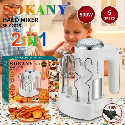Batidora Electrica Sokany,Turbo Mix 2 en 1 500W