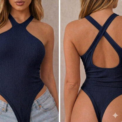 💙 Body Deportivo Negro. Sexy de Mujer con Espalda Cruzada 💙