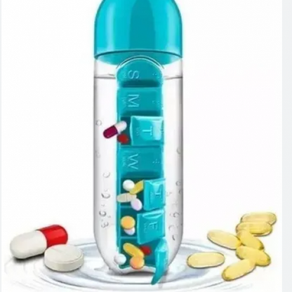 Botella de Agua con Pastillero integrado-Oastillero Organizador