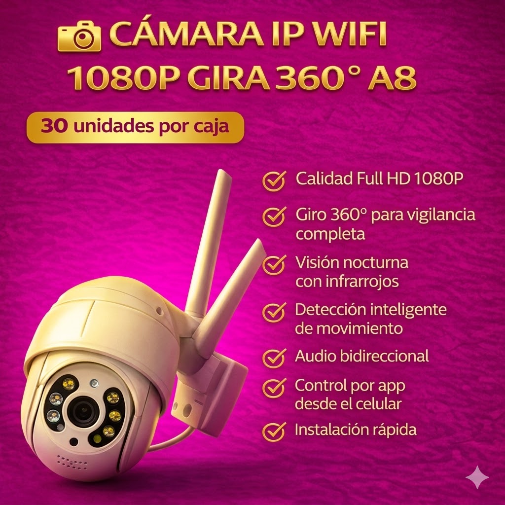 Camara IP Wifi 1080P Giro 360. A8