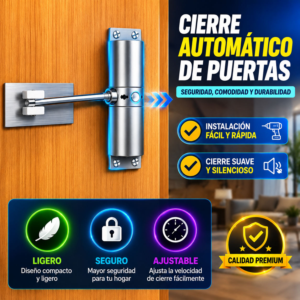 Cerrador  Automático de Puertas Ajustable