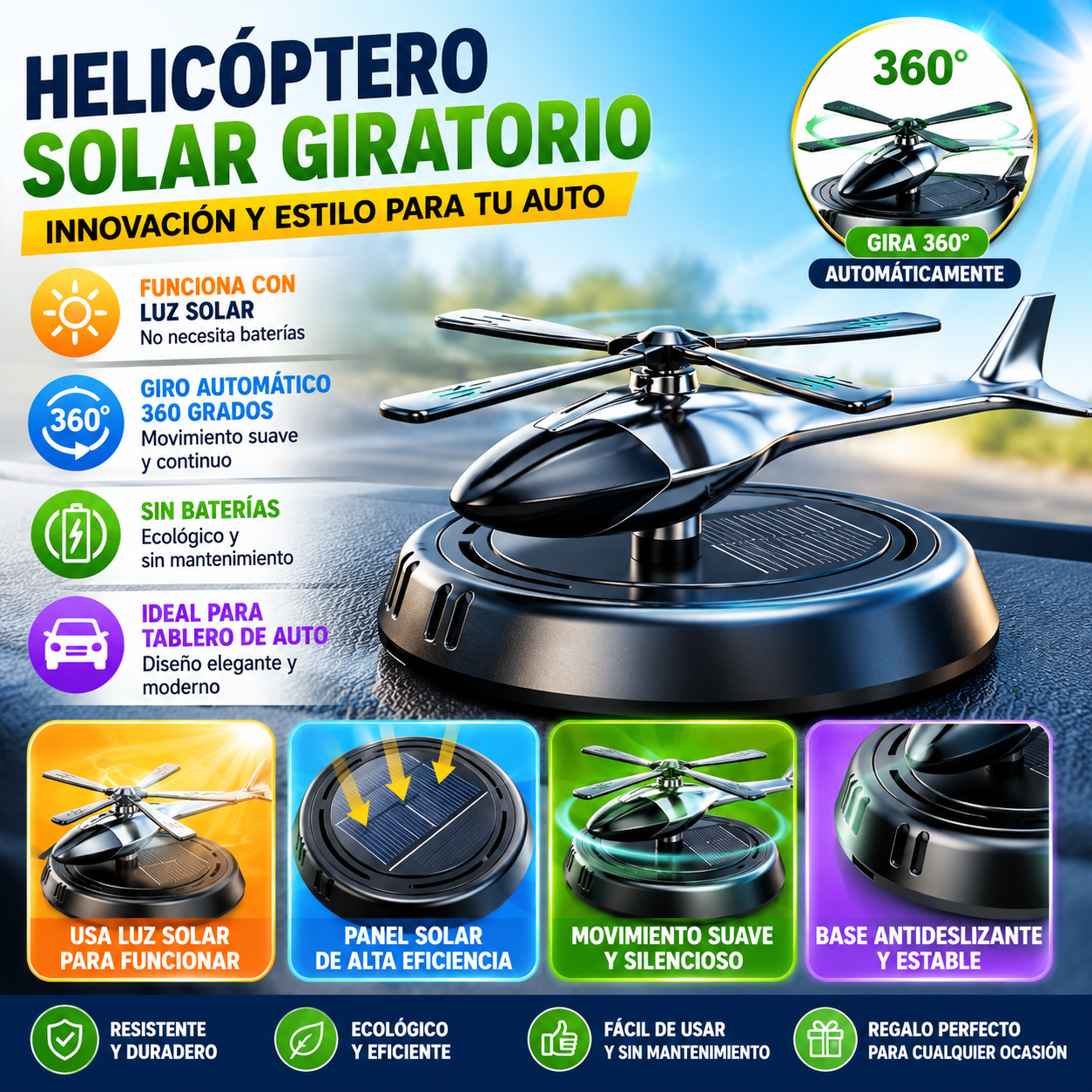 Helicóptero Aromatico Solar Giratorio para Auto