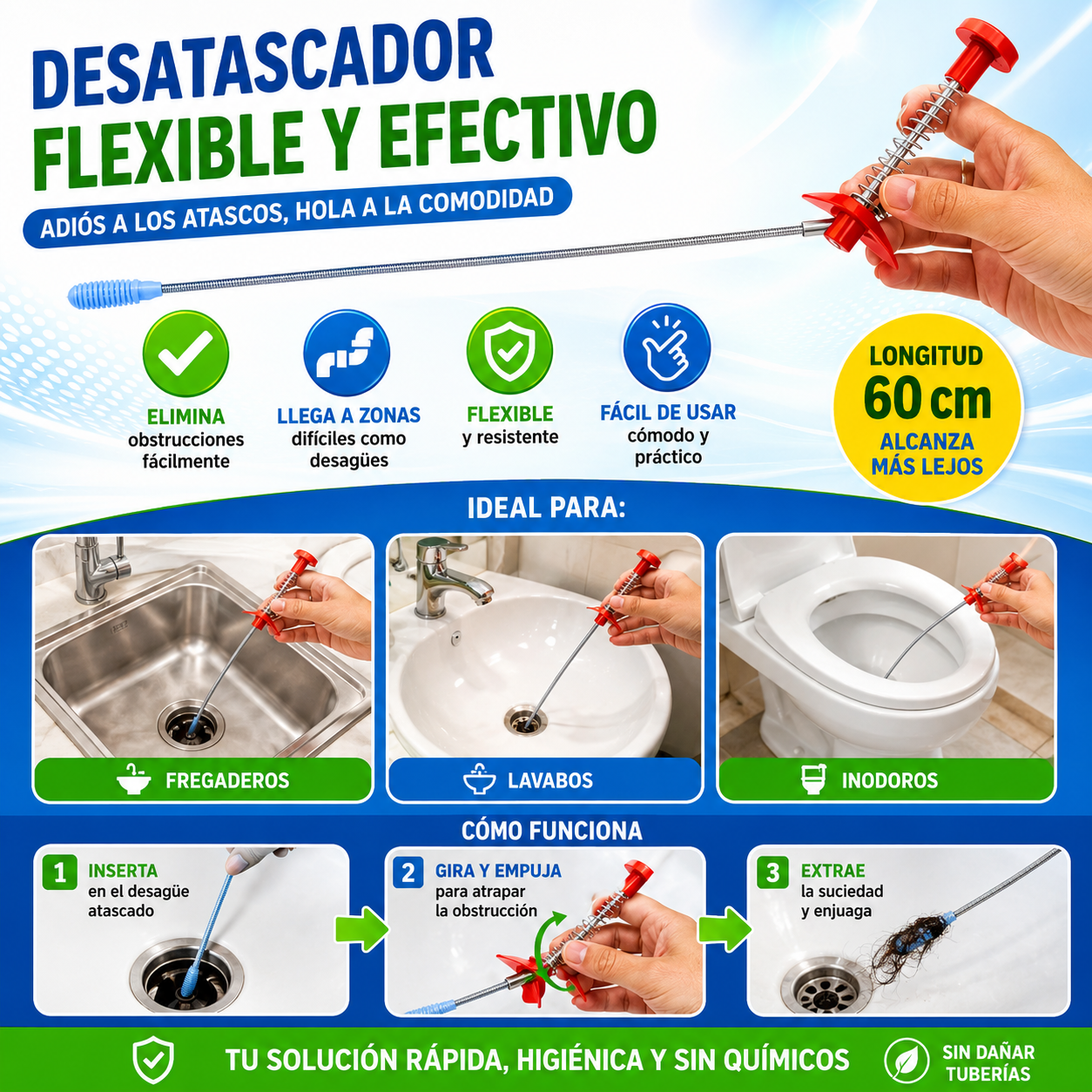 Cable Destapador de Tuberia y Desague