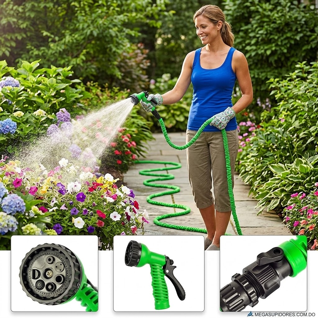 Manguera Expandible Retractil de Jardin con Pistola Multifuncional