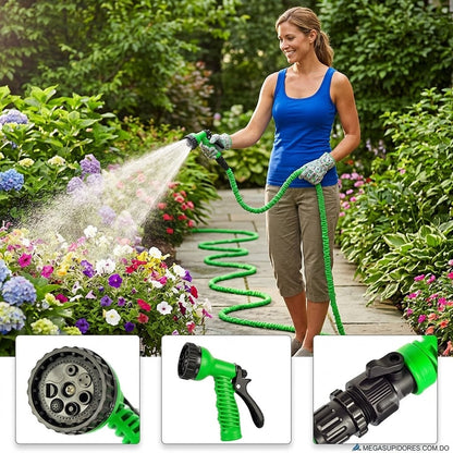 Manguera Expandible Retractil de Jardin con Pistola Multifuncional