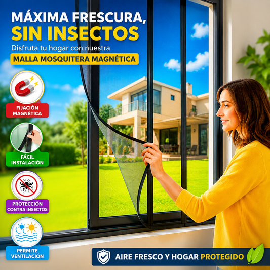 Malla Mosquitera Magnetica de Ventana Ajustable