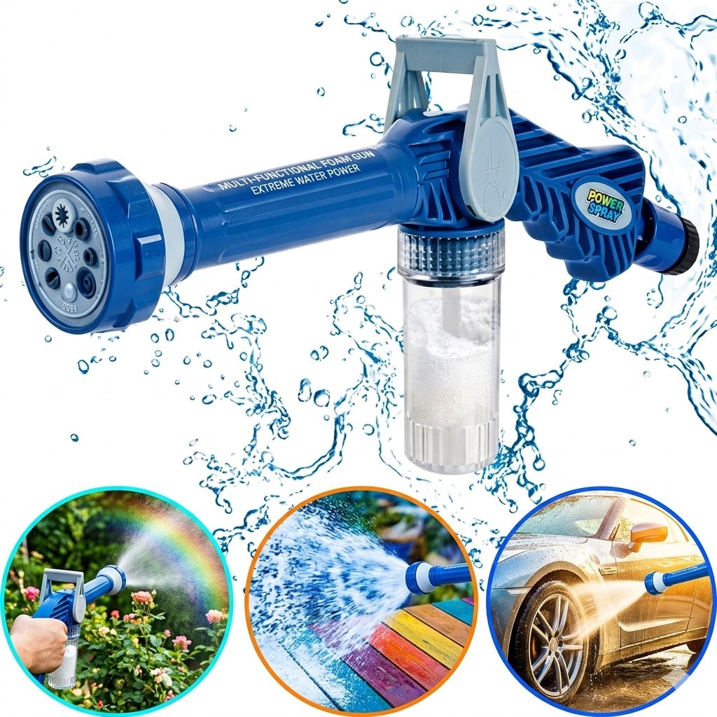Pistola de Agua Multifuncional 8 en 1 con Dispensador de Jabon