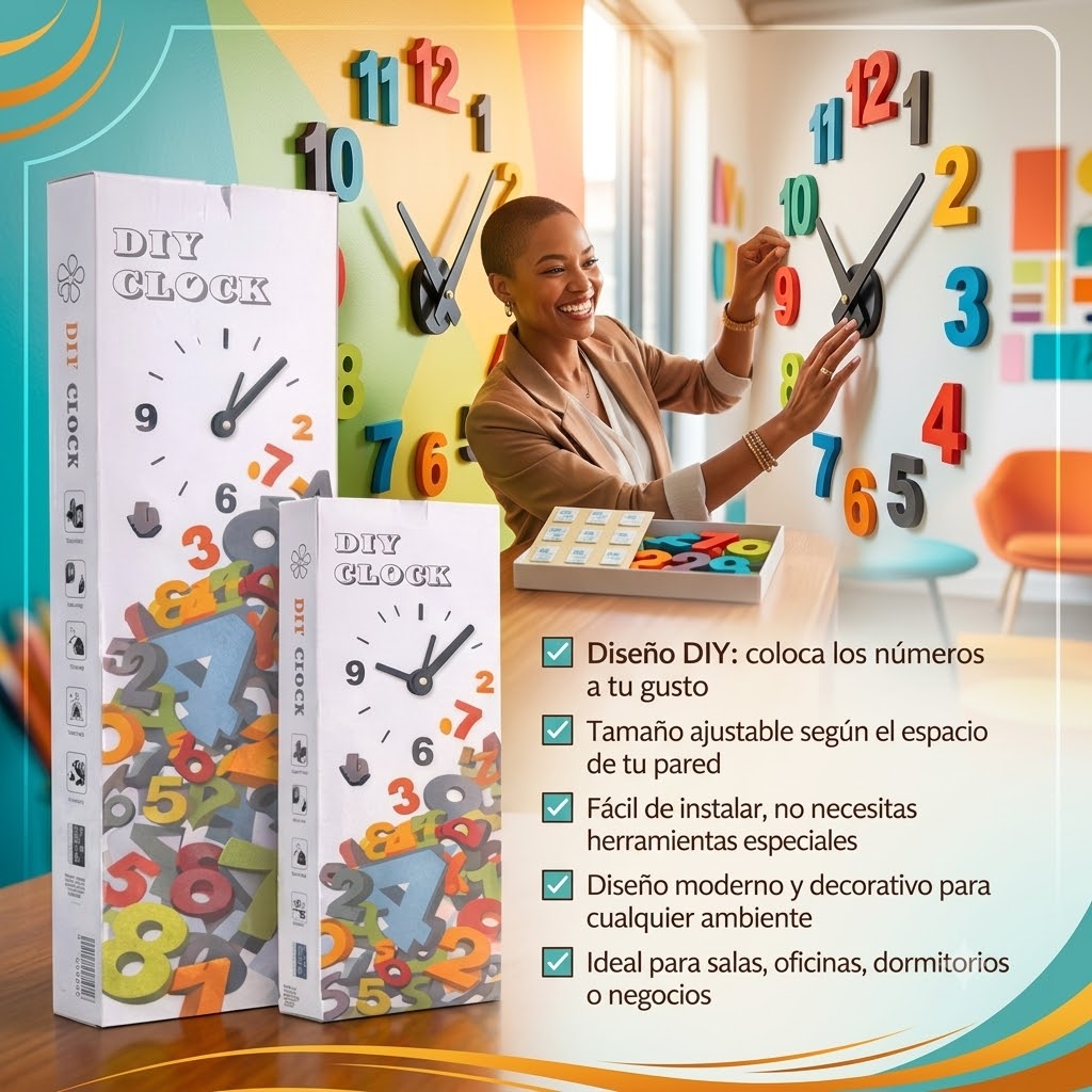 Reloj de Pared 3D -DIY Decorativo Moderno