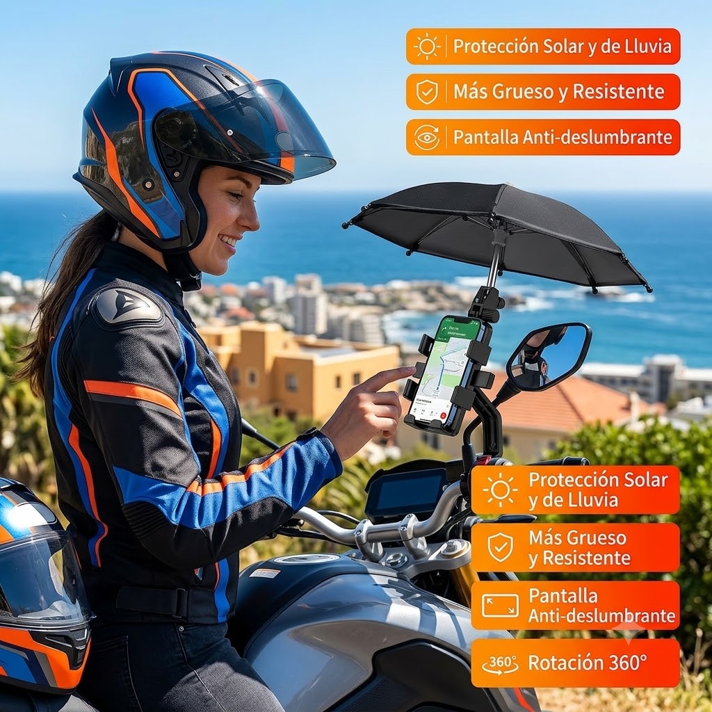 Soporte para Celular con Sombrilla para Moto y Bicicleta