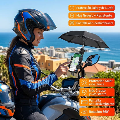 Soporte para Celular con Sombrilla para Moto y Bicicleta