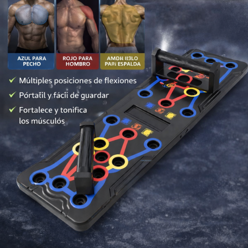 Tabla de Flexiones Multifuncional con Guía de Colores. Pechadas y Mas