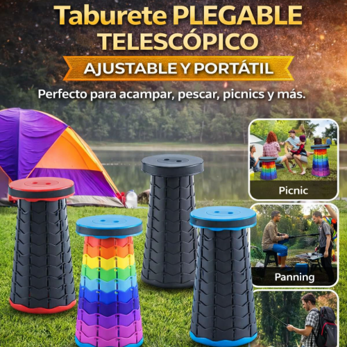Taburete Plegable Telescopico, Ajustable Y Portatil