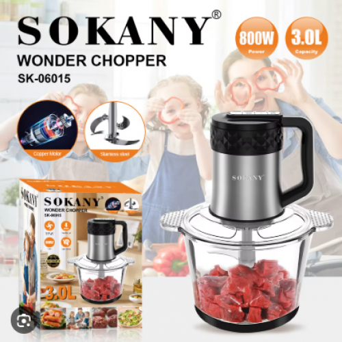 Tricturadora Electrica,Picadora de Alimentos 3.0LT /1,800W SOKANY